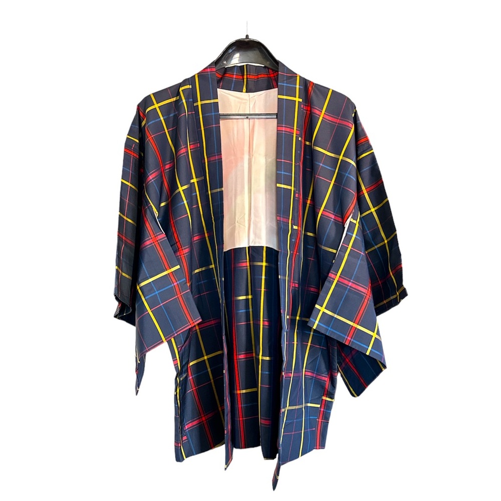 Vintage Unisex Japanese Haori Jacket in Plaid